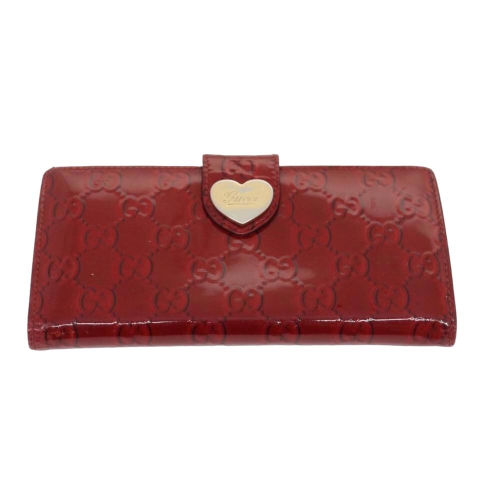 Gucci GG Guccissima Red Patent Leather Long Wallet EUC (GGXX072)